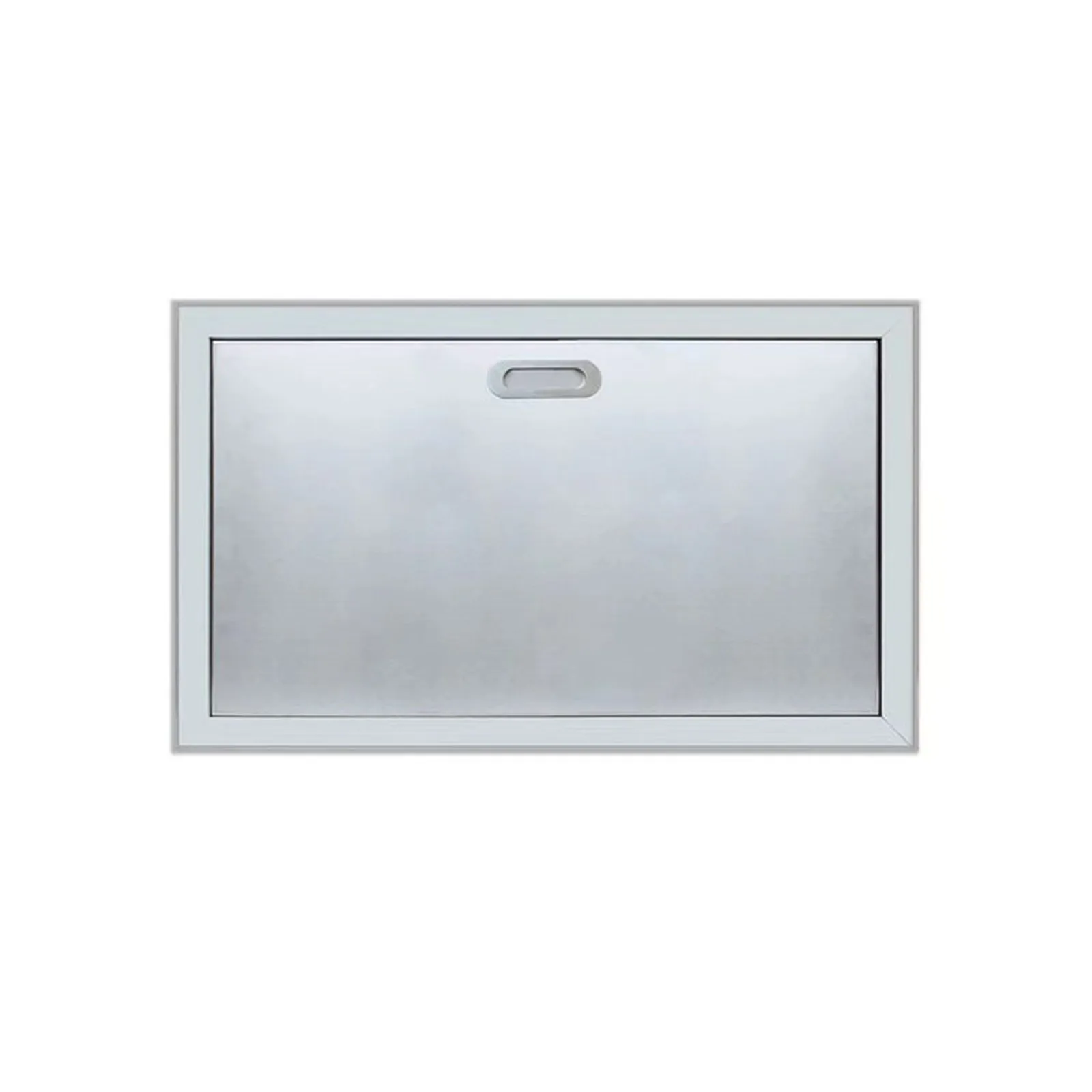 Wall-mounted stainless steel writing ledge, photographed on a white background.